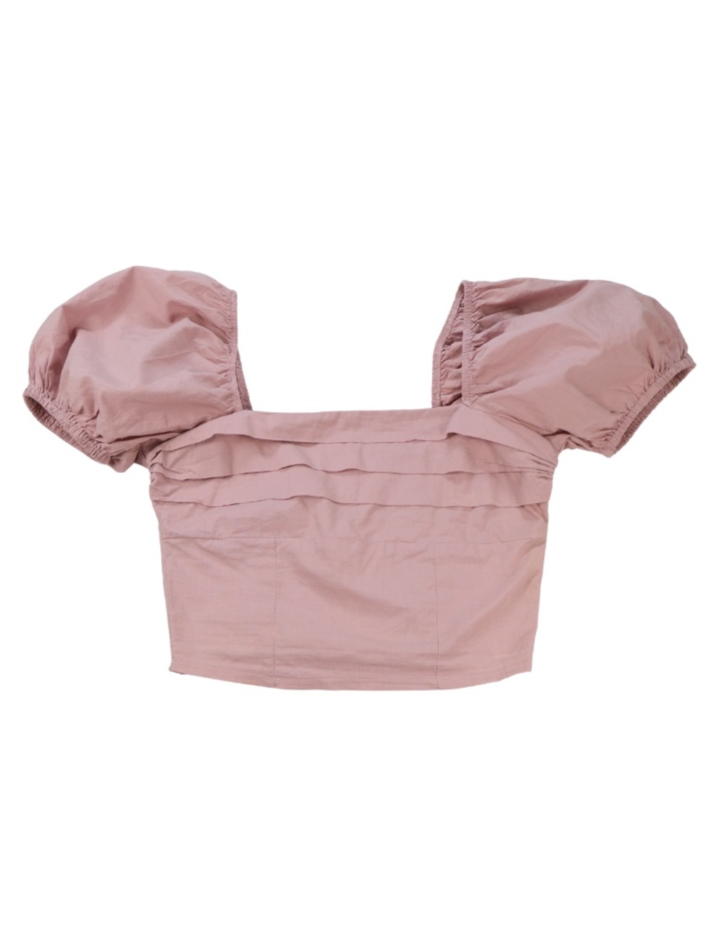 SIM & SAM Dusty Pink Puff Sleeve Crop Top Smocked Cottagecore Size Small